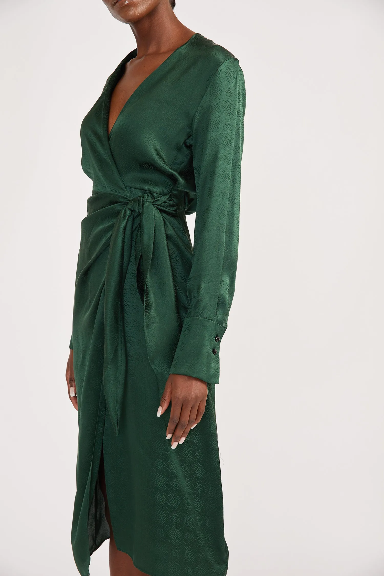 Wrap Dress in Forest Green