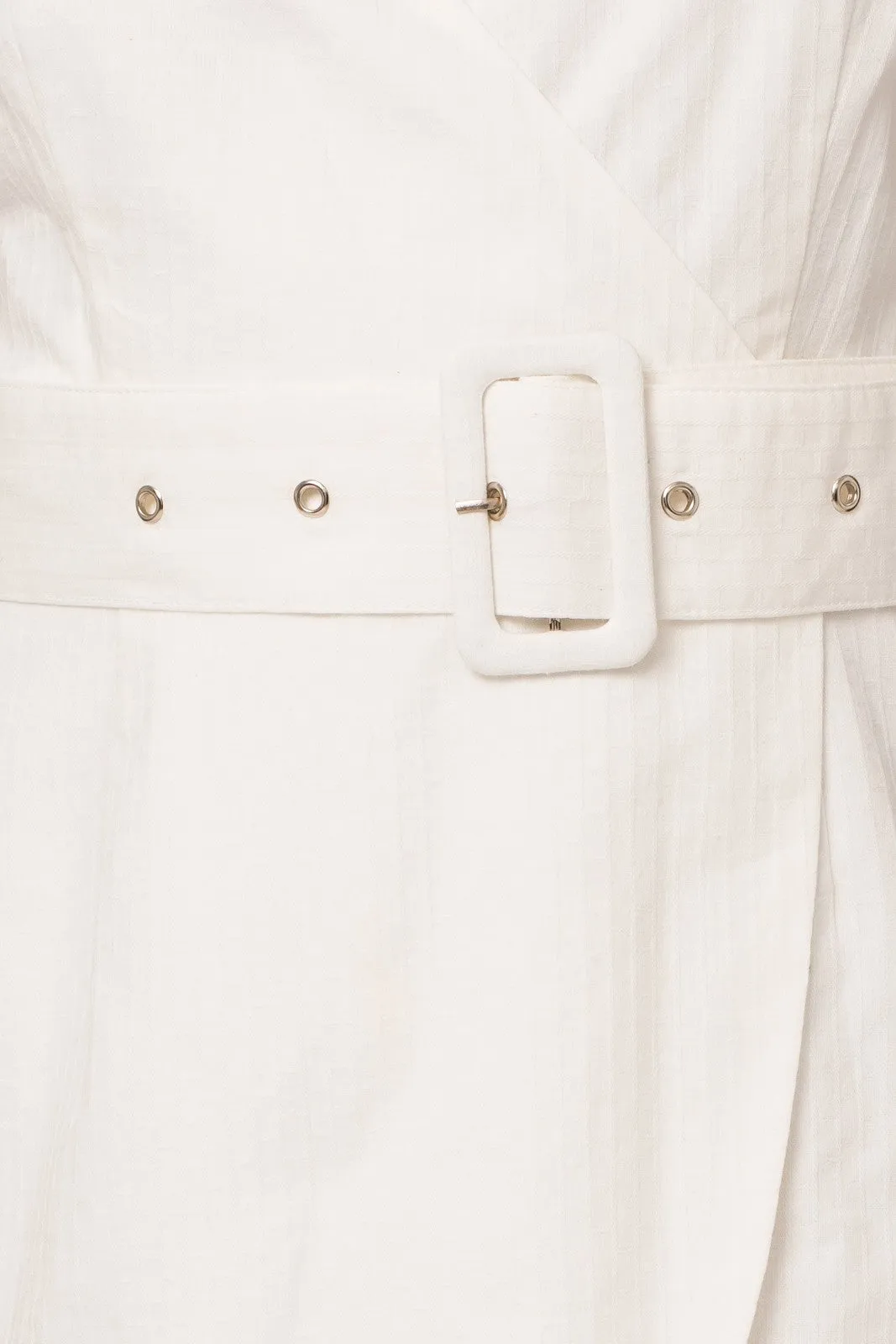 Wrap Mini Dress With Belt, White