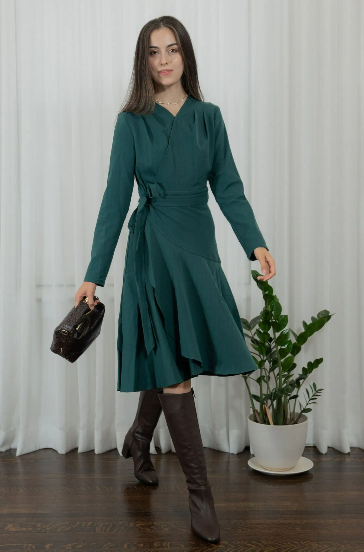 Wrap Ruffle Flounce Dress