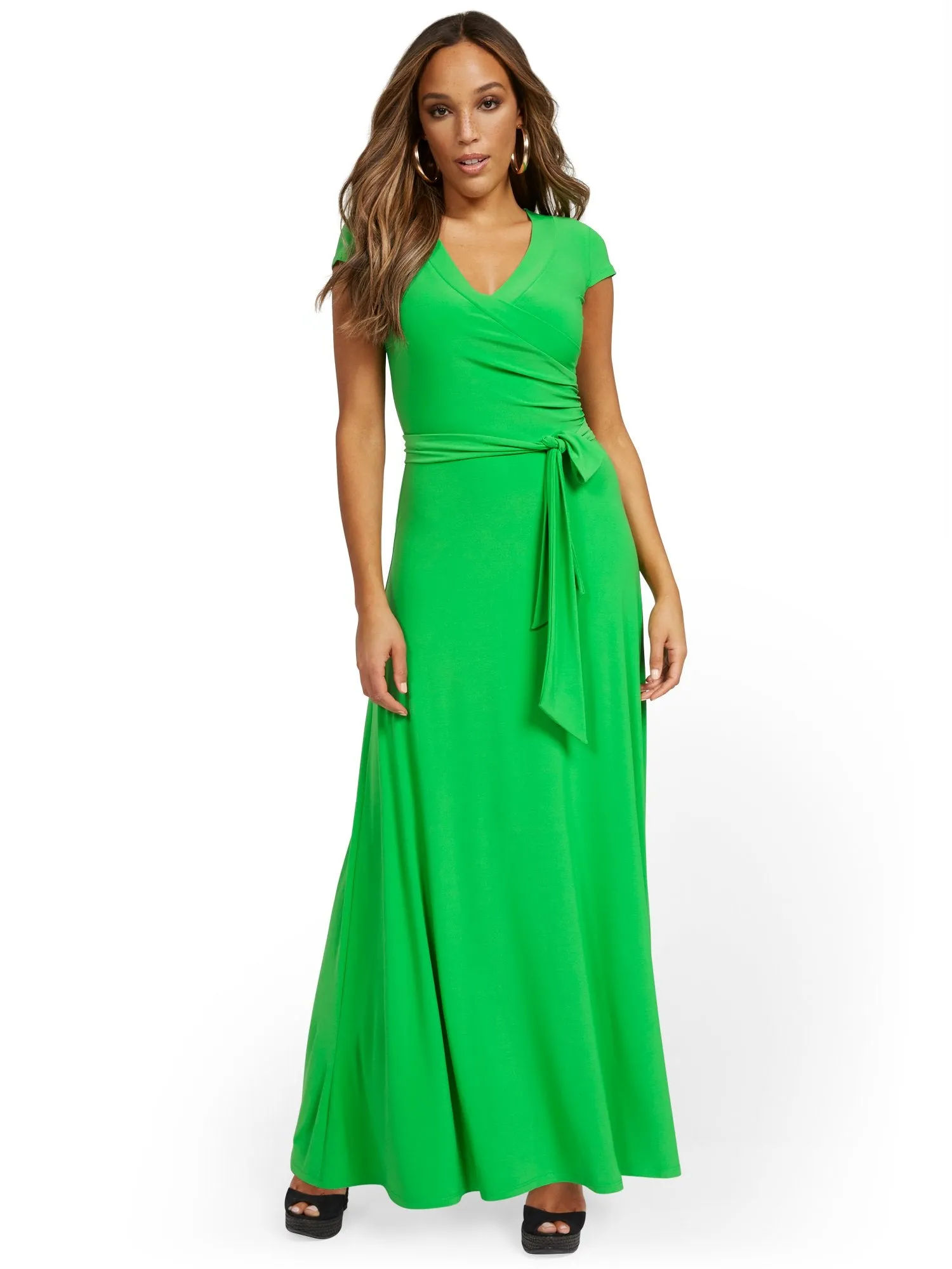 Wrap V-Neck Maxi Dress