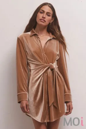 Z Supply Dallon Velvet Wrap Dress Mink